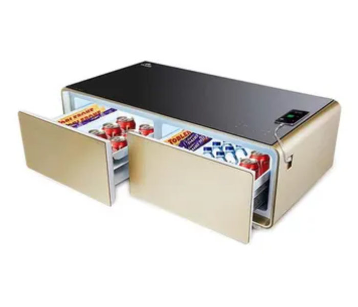 Evvoli EVRFS-130LG Smart Touch Table With Two Refrigerating Doors - Black and Gold - Zoom Image 2