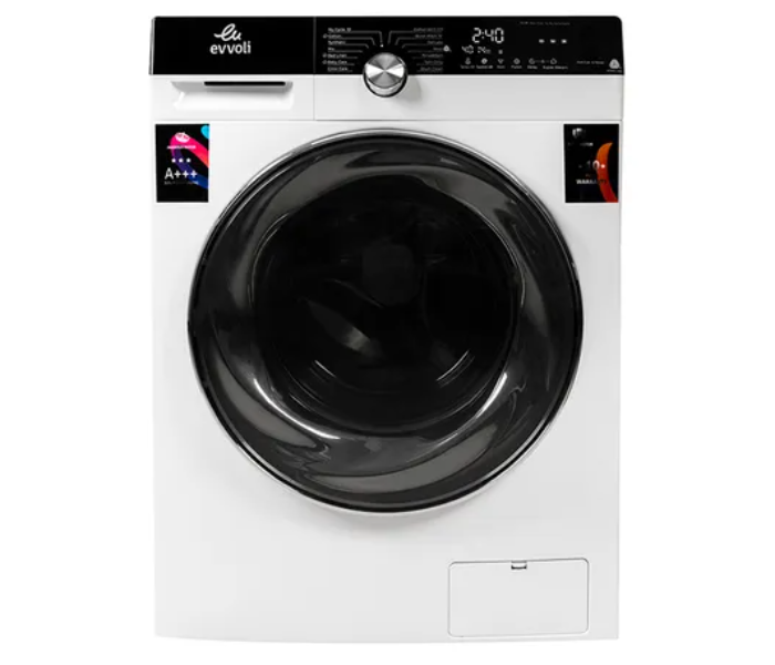 Evvoli EVWM-FBLE-914W 9 KG 1400 PRM Front Load Washing Machine – White and Black - Zoom Image 1