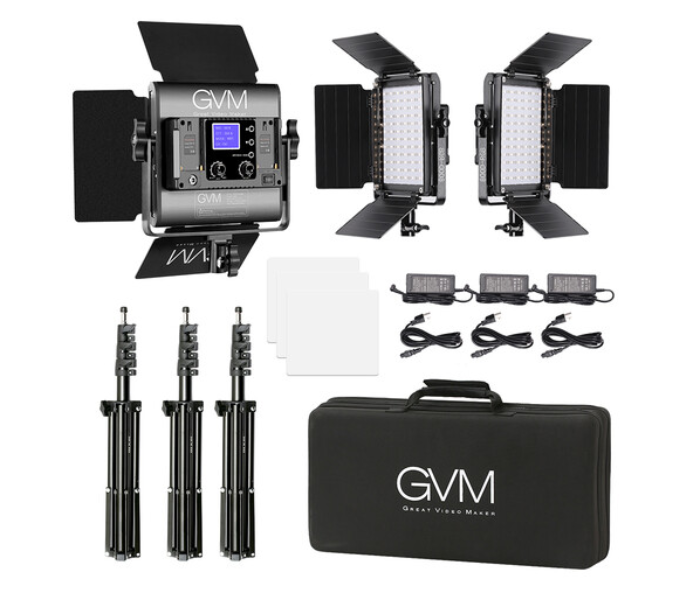 GVM AWP-1193 800D-RGB LED Studio 3-Video Light Kit - Black - Zoom Image 3