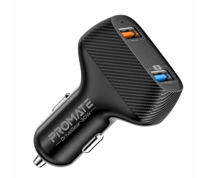 Promate DRIVEGEAR-30W Ultra Fast 30W Qualcomm Quick Charge 3.0 Car Adapter with 2.4A USB Port - Zoom Image 1