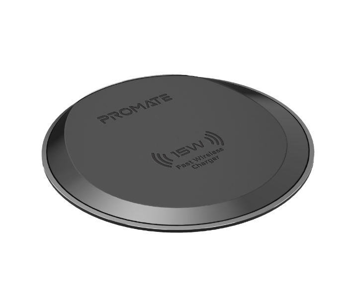 Promate AURAPAD-15W Premium Ultra Slim 15W Fast Wireless Charging Pad with Anti Slip Surface - Grey - Zoom Image 1