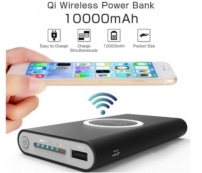 V-walk 10000mAh Wireless Charging Power Bank With USB - White - Zoom Image 5