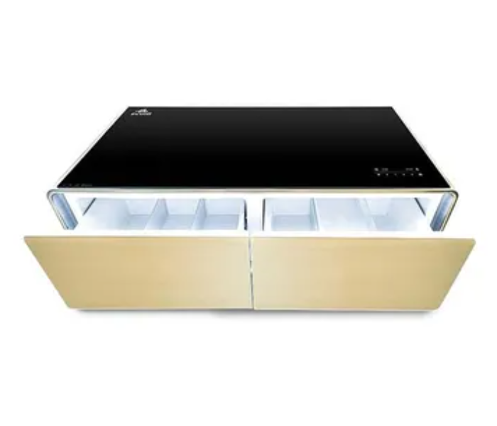 Evvoli EVRFS-130LG Smart Touch Table With Two Refrigerating Doors - Black and Gold - Zoom Image 1