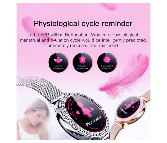 Metal Strap Stylish 1.28Inch Heart Rate Monitor 180mAh IP67 Waterproof Android and IOS 42mm Ladies Smart Watch - Rose Gold - Zoom Image 4