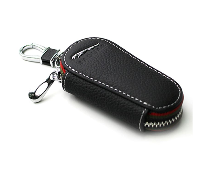 Key Case Ring with Carabiner Hook for Jaguar - Black and Silver - Zoom Image