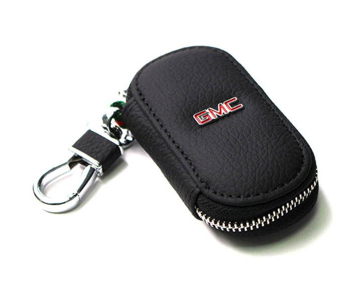 Fob Case Keychain with Carabiner Hook for GMC - Black and Silver - Zoom Image