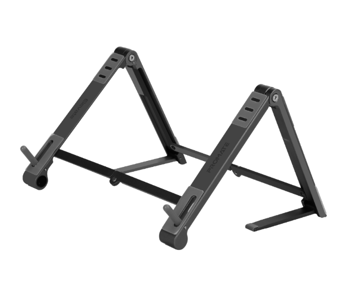 Promate ELEVATE Foldable Aluminum Multi Angle Computer Desk Stand with Adjustable Height - Black - Zoom Image 1