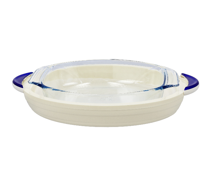 Royalford RF9995 3.2L Zenex Insulated Glass Oval Hotpot – White and Blue - Zoom Image 2