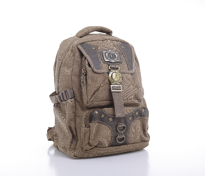 Para John PJBP6644A18-K 18 inch Canvas Leather Backpack - Khaki - Zoom Image 2