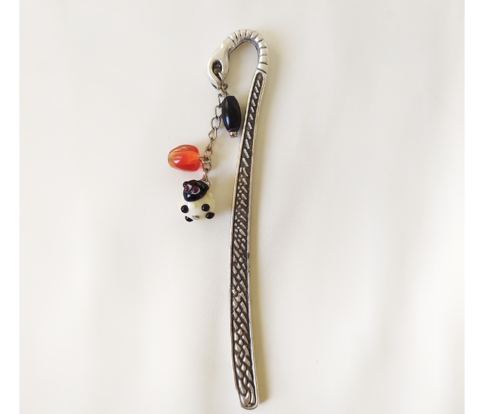 Handmade Glass Art Bookmark of Lamb -  Black and White - Zoom Image 1