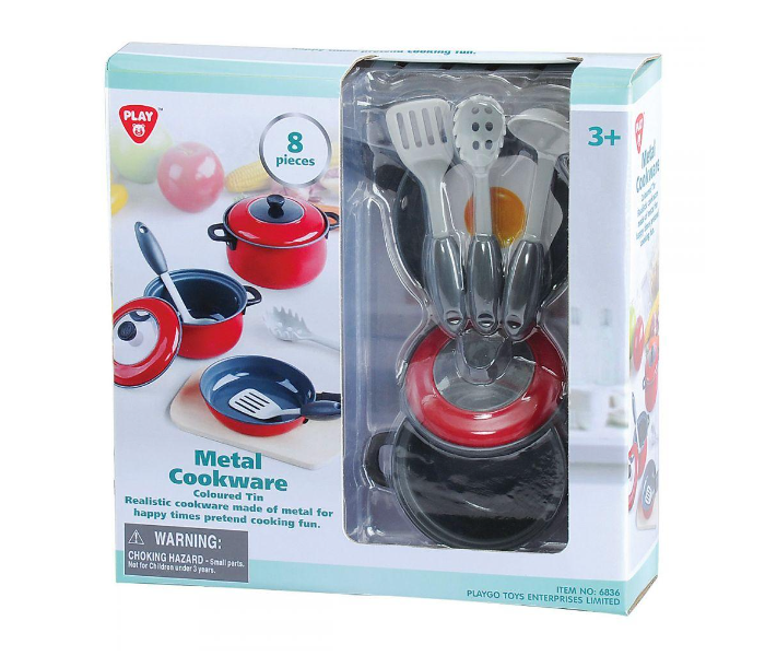 PlayGo Coloured Tin Metal Cookware Set for Kids - Red - Zoom Image 2