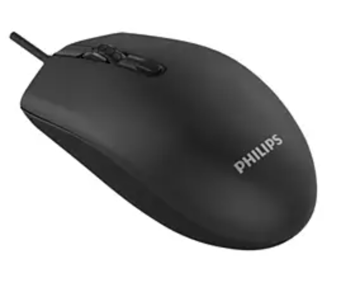 Philips Stylish SPK7204 Design HD Optical Tracking Wired Mouse - Black - Zoom Image 3