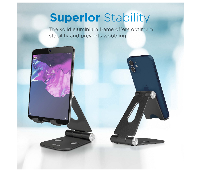 Promate TABVIEW Aluminum Desk Tablet or Phone Holder with Multi Angle View Tablet Stand - Black - Zoom Image 2