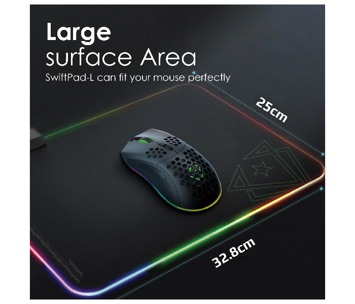 Vertux SWIFTPAD-L RGB Foldable Anti-Slip Fabric Large Gaming Mouse Pad - Black - Zoom Image 4