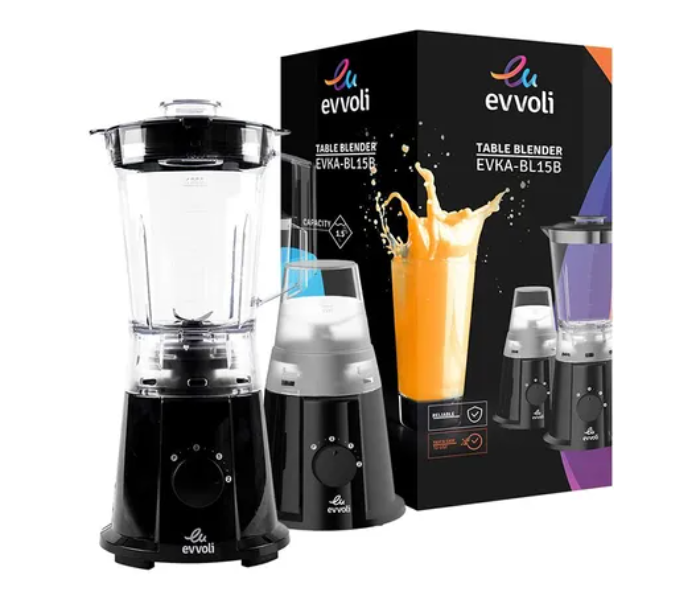 Evvoli EVKA-BL15B 600W 1.5 Litre Jar With Grinder Mill Blender - Black - Zoom Image 5