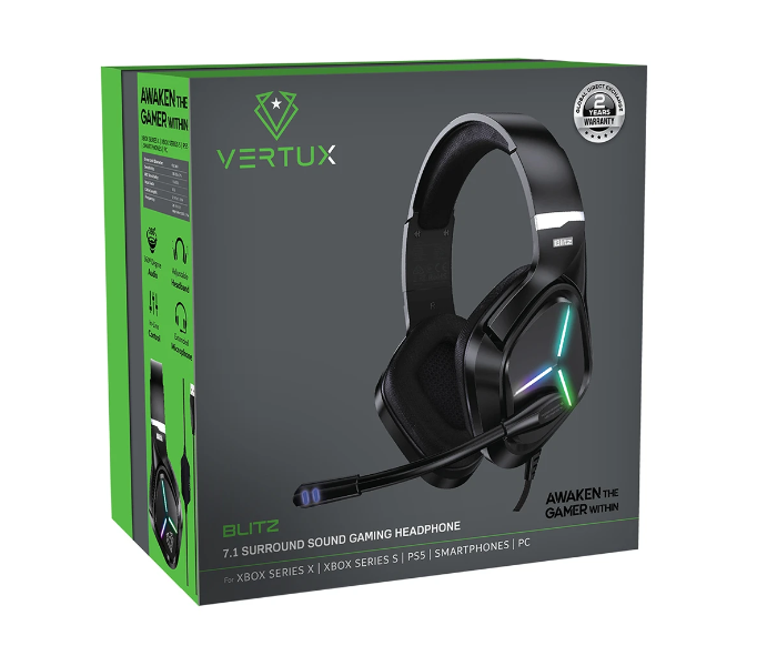 Vertux BLITZ 7.1 Surround Sound Gaming Headphone - Black - Zoom Image 3