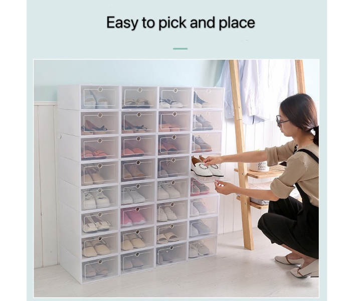 1 PC Stockable Transparent Shoe Box Multi Use Plastic Shoe Storage Box Organizer - Blue - Zoom Image 4