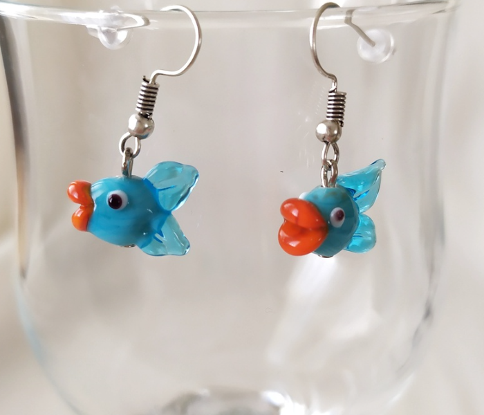 Handmade Glass Art Fish Jewellery Set - Blue and Black - Zoom Image 5