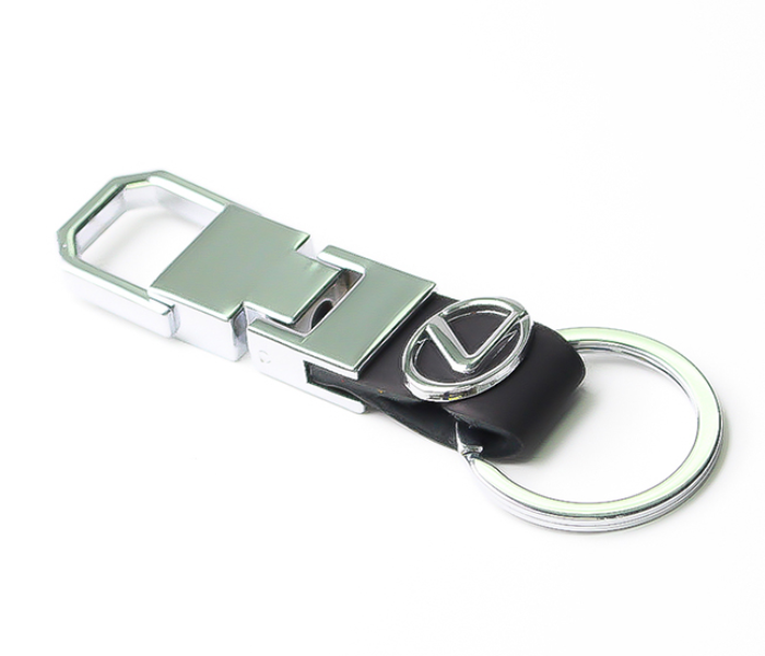 Steel Case Car Keychain with Carabiner Hook for Lexus - Black and Silver - Zoom Image