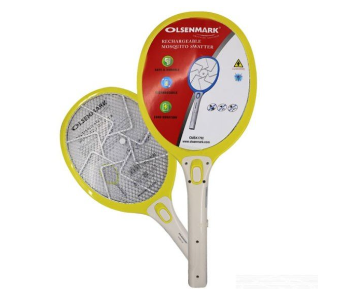 Olsenmark OMBK1792 Rechargable Mosquito Swatter – Yellow and White - Zoom Image