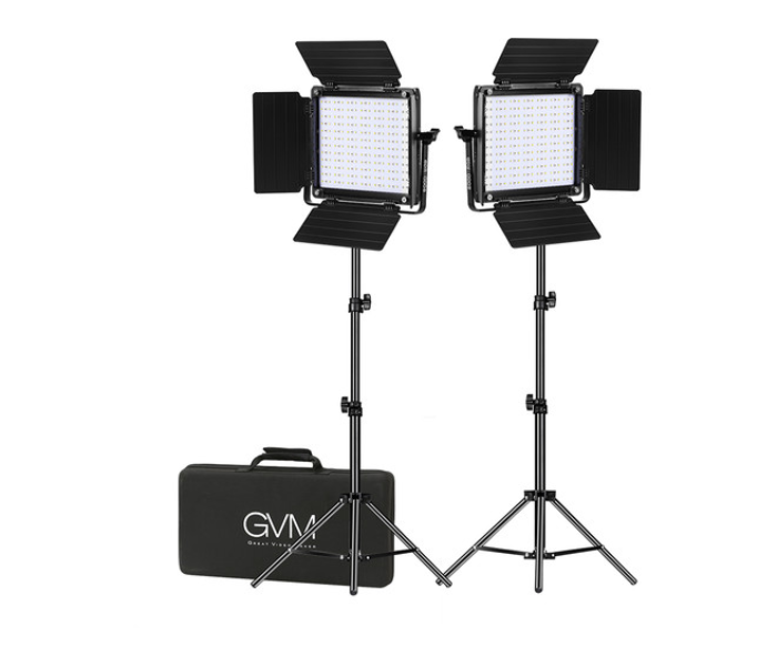 GVM AWP-1141 800D-RGB LED Studio 2-Video Light Kit - Black - Zoom Image 1