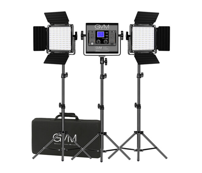 GVM AWP-1193 800D-RGB LED Studio 3-Video Light Kit - Black - Zoom Image 1