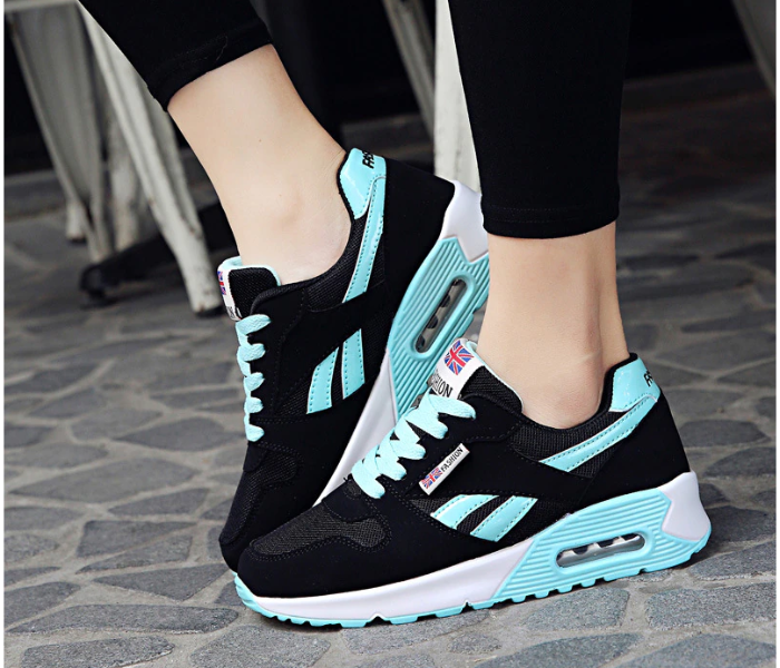 Light Breathable Mesh Flat Casual EU-38 Lace-up Sneakers for Women - Sky Blue - Zoom Image 3