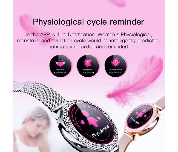 Metal Strap Stylish 1.28Inch Heart Rate Monitor 180mAh IP67 Waterproof Android and IOS 42mm Ladies Smart Watch - Silver - Zoom Image 4