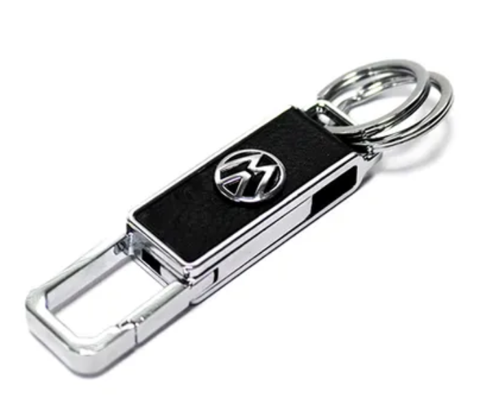 Car Keychain with Carabiner Hook for Volkswagen - Black and Silver - Zoom Image