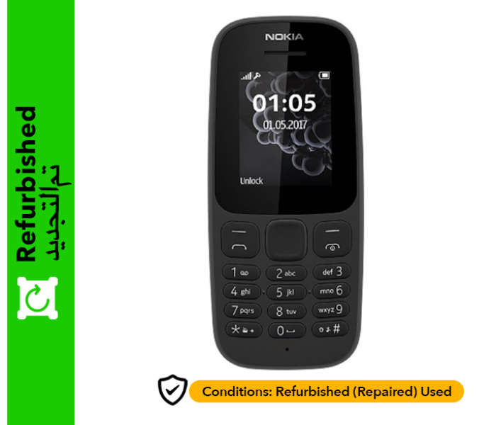 Nokia 105 Dual Sim Mobile Phone - Black (Refurbished) - Zoom Image 4