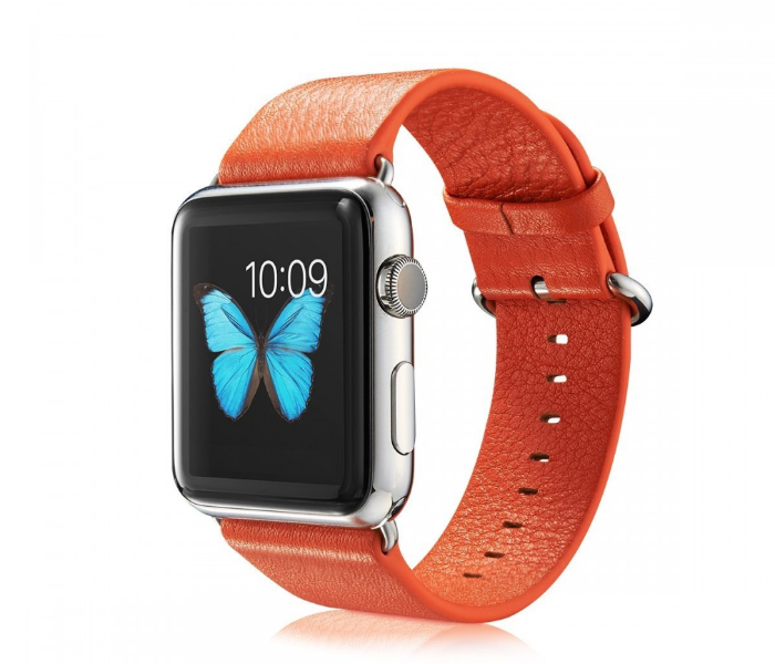 Trands TR-AW64-OR Genuine Leather Vintage Series Watch Band for Apple Watch - Orange - Zoom Image