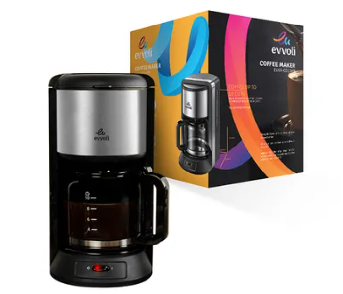 Evvoli EVKA-CO10MB 1000W 10 Cup Coffee Maker With 1.25L Glass Carafe - Black and Grey - Zoom Image 8