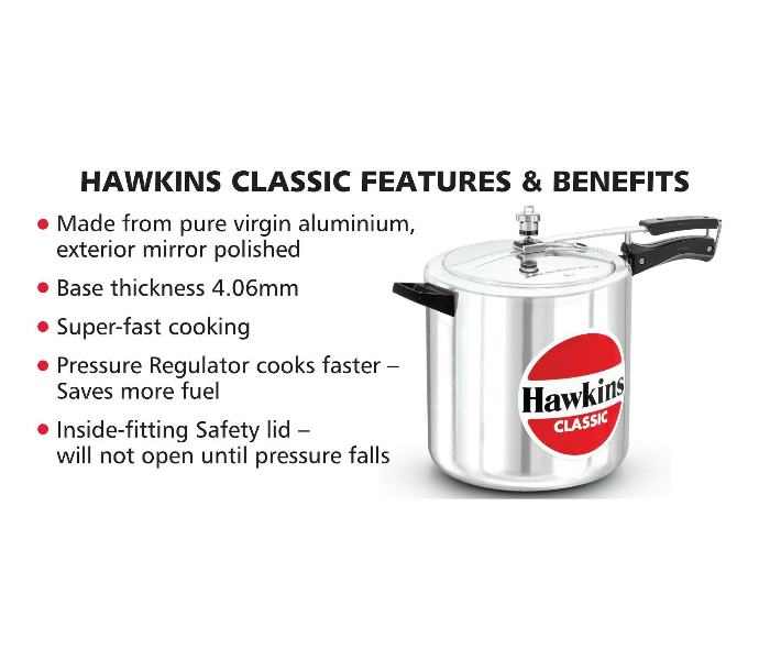 Hawkins D20W-CL12 12 Litre Classic Pressure Cooker - Silver - Zoom Image 4