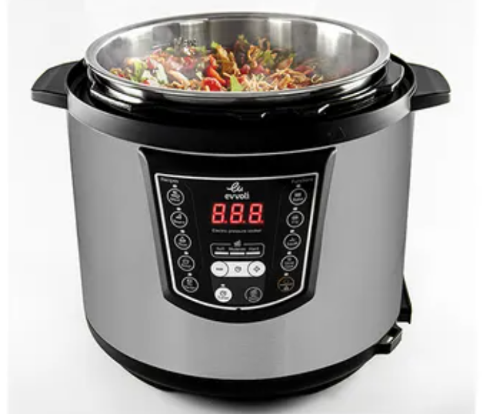 Evvoli EVKA-PC6009B 6Litre 1000W Digital LED Display 9-in-1 Multi-Use Programmable Pressure Cooker - Black and Silver - Zoom Image 4