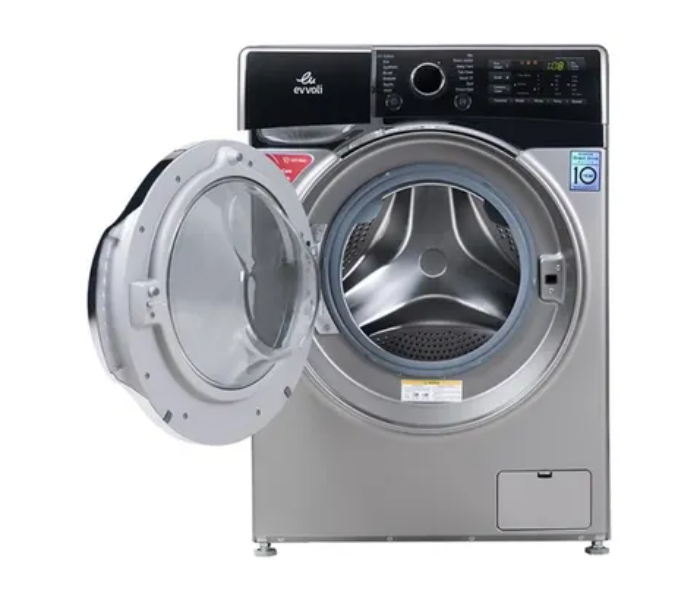 Evvoli EVWM-FDDH-914S 9 KG 1400 PRM Direct Drive Motor Washing Machine – Silver and Black - Zoom Image 2