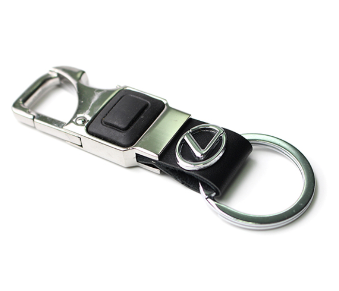 Brand Logo Keychain with Carabiner Hook for Lexus - Black and Silver - Zoom Image