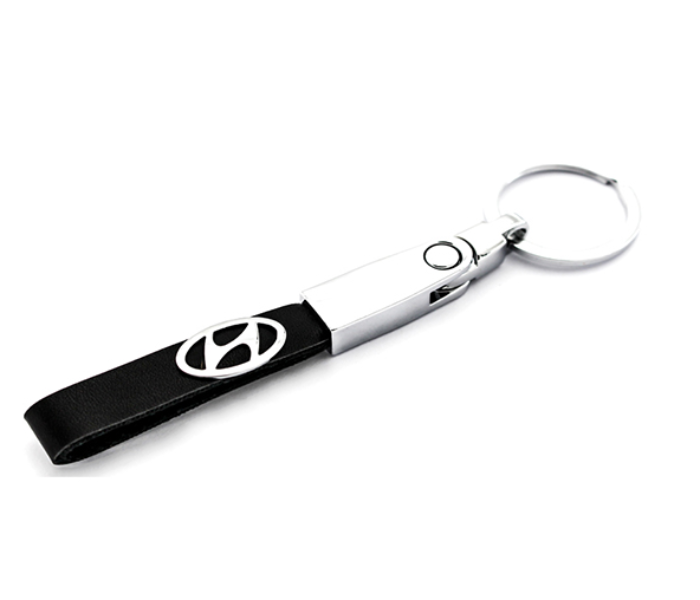 Logo Keychain for Hyundai - Black and Silver - Zoom Image