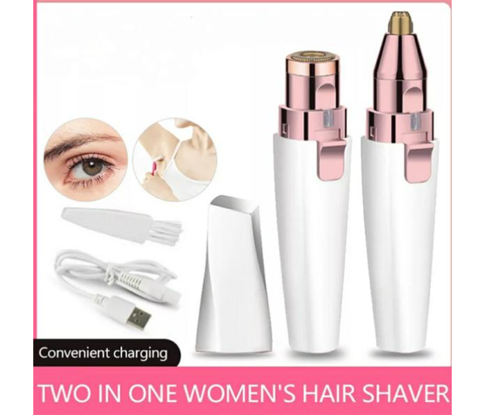 2 in 1 Rechargeable Hair Remover Eyebrow and Painless Lips Nose Body Facial Hair Remover Shaver - White - Zoom Image 1