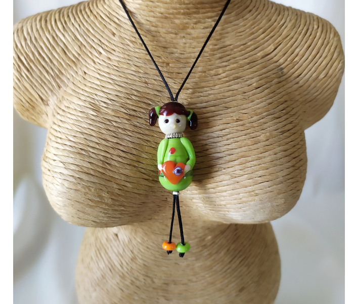 Handmade Glass Art Necklace of Kokina Baby Jewellery Set - Green - Zoom Image 2