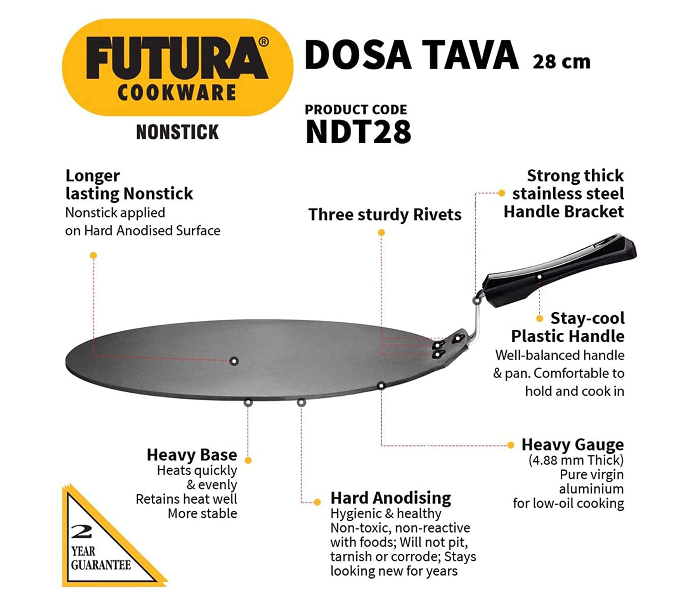 Hawkins NDT28  28cm Futura Dosa Tava - Black - Zoom Image 3