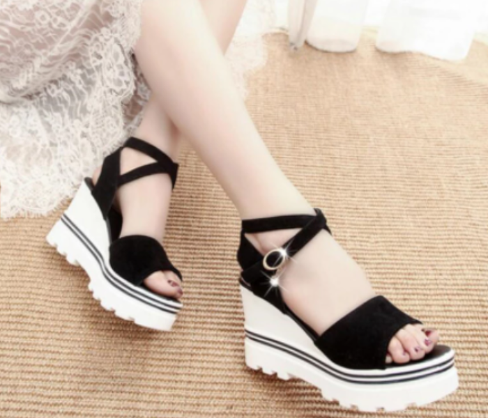 New Summer High Heels Wedges EU37 for Women – Black - Zoom Image 1