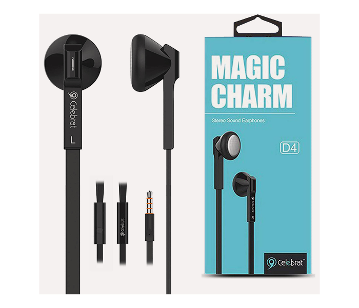 Magic Charm D4 Stereo Sound Earphones - Black - Zoom Image 2