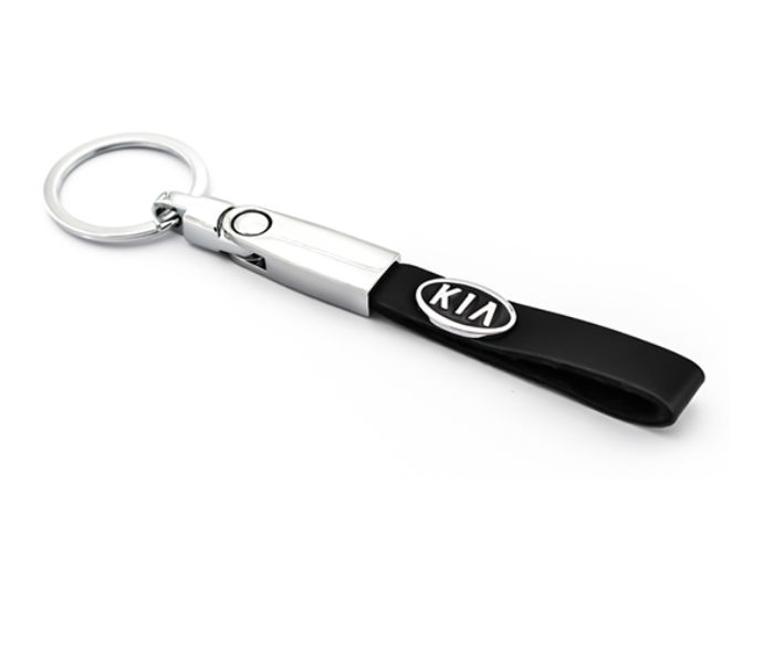 Logo Keychain for KIA - Black and Silver - Zoom Image