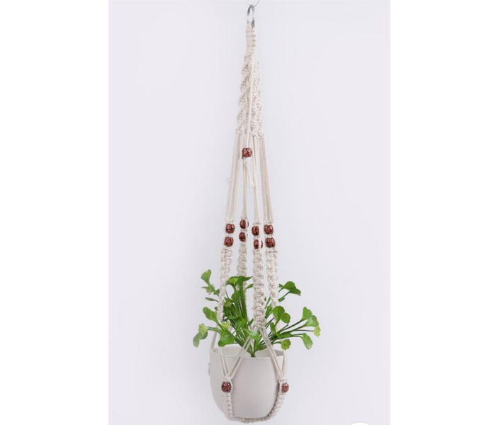 Serah Home Decors Hanger without Tale Wooven Macrame Hanger Design 4 - White - Zoom Image