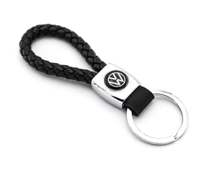 Logo Car Keychain for Volkswagen - Black and Silver - Zoom Image