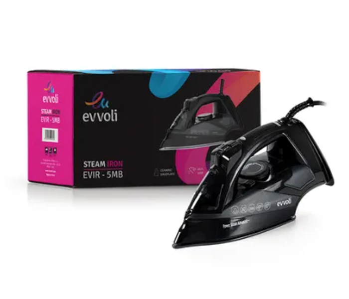 Evvoli  EVIR-5MB 2800W Ceramic Soleplate Steam Iron With Auto Shut-Off With Anti-Drip - Black - Zoom Image 4