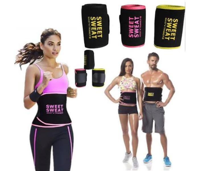 Slimming Waist Trainer Sweet Sweat Waist Trimmer Fitness Belt Adjustable - Black and Yellow - Zoom Image 1