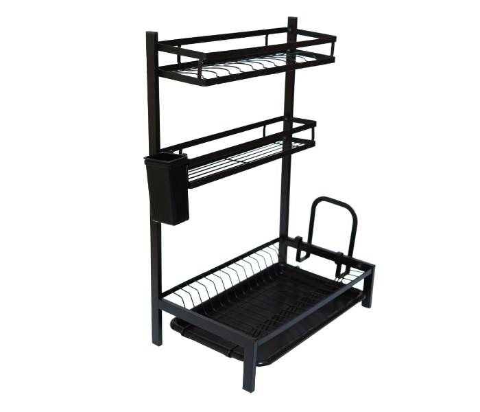 Multifunctional MJ-6014 Chrome Plated 3 Tier Kitchen Storage Rack - Black - Zoom Image 2