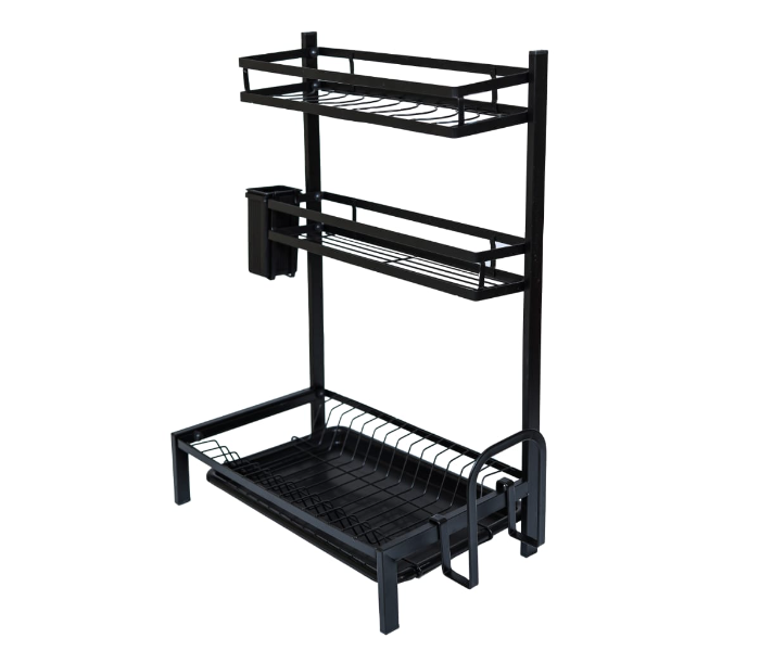 Multifunctional MJ-6014 Chrome Plated 3 Tier Kitchen Storage Rack - Black - Zoom Image 1