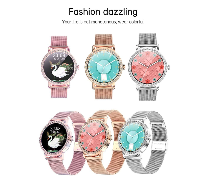 Metal Strap Stylish 1.28Inch Heart Rate Monitor 180mAh IP67 Waterproof Android and IOS 42mm Ladies Smart Watch - Silver - Zoom Image 5